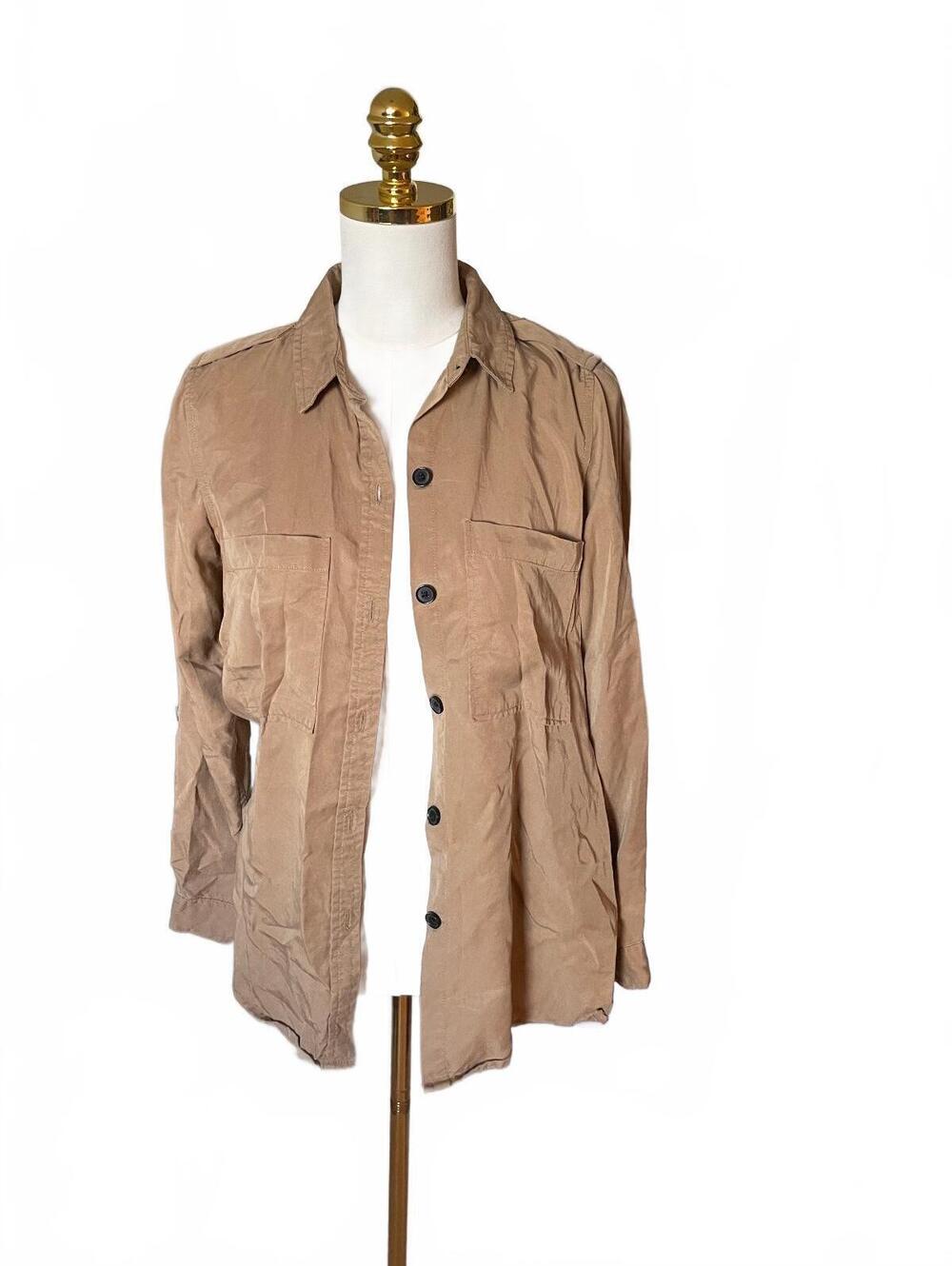 Piazza Italia Beige Long Sleeve Button Front Shirt Size S